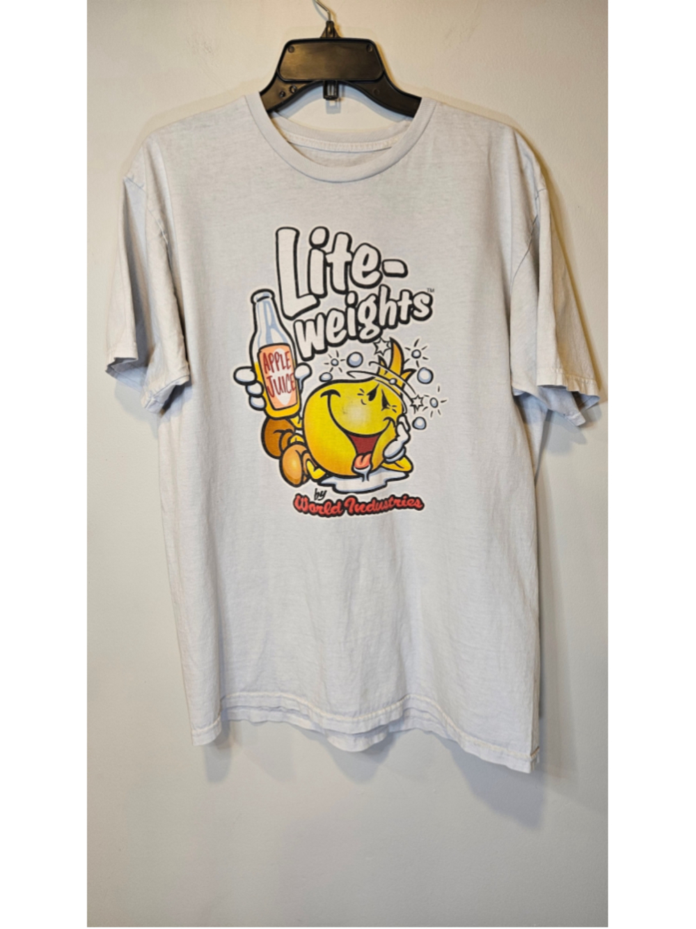 Vintage 90s World Industries Lite Weights Skate T Shirt Apple Juice Large - Picture 2 of 7